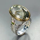 Load image into Gallery viewer, 37 ct Natural Green Amethyst Ring 925 Sterling Silver Size 18
