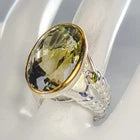 Load image into Gallery viewer, 37 ct Natural Green Amethyst Ring 925 Sterling Silver Size 18
