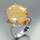 Lejupielādēt attēlu galerijas skatītājā, Jewelry gem Natural Rutilated Quartz Ring 925 Sterling Silver Size 17
