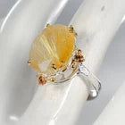 Lejupielādēt attēlu galerijas skatītājā, Jewelry gem Natural Rutilated Quartz Ring 925 Sterling Silver Size 17
