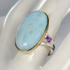 Load image into Gallery viewer, Unique ring 34 ct Natural Larimar Ring 925 Sterling Silver Size 18
