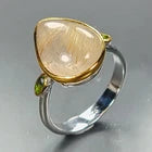 Загрузить изображение в средство просмотра галереи, Art Jewelry Natural Rutilated Quartz Ring 925 Sterling Silver Size 18
