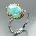 Load image into Gallery viewer, Jewelry gem 7 ct Natural Turquoise Ring 925 Sterling Silver Size 18.5
