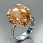 Load image into Gallery viewer, Handmade ring Natural Ghost Quartz Ring 925 Sterling Silver Size 16.5
