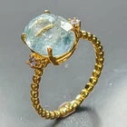 Load image into Gallery viewer, Handmade jewelry Natural Aquamarine Ring 925 Sterling Silver Size 18
