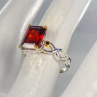 Load image into Gallery viewer, Share Best sell jewelry Natural Hessonite Ring 925 Sterling Silver Size 17.5
