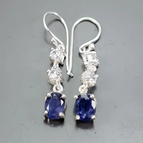 Earrings Iolite 33x9x6; silver 925