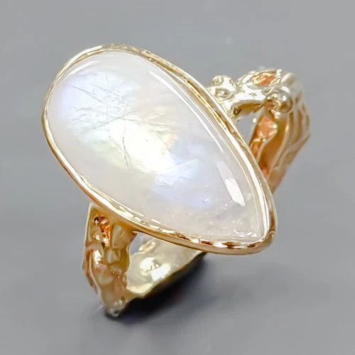 Moonstone Ring Silver 925 Size 20
