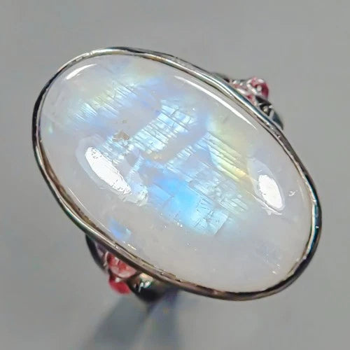 Moonstone Ring (Odular) Size 18.5: 925 Silver