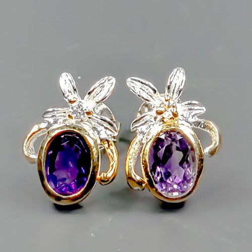 Серьги Аметист 15*14*10мм 2.6гр: серебро 925