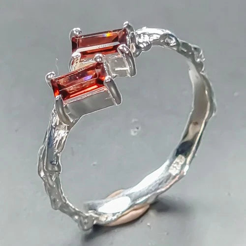 Garnet Ring Silver 925 Natural Gemstone Size 16.5 1.8 g