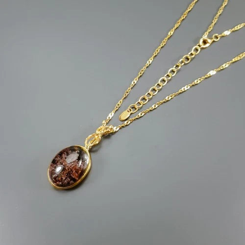 Ghost Quartz Necklace Silver 925 Natural Gemstone 46 cm 11.6 g