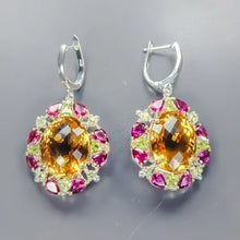 Загрузить изображение в средство просмотра галереи, earrings with natural citrine and quartz (40+ carats), 6 см 925 sterling silver
