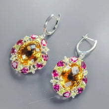 Загрузить изображение в средство просмотра галереи, earrings with natural citrine and quartz (40+ carats), 6 см 925 sterling silver
