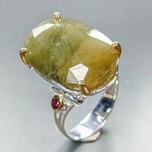 Lejupielādēt attēlu galerijas skatītājā, 36 ct Green Sapphire Ring 925 Sterling Silver Size 17.5
