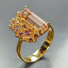 Load image into Gallery viewer, 14x5 mm Natural Tourmaline Ring 925 Sterling Silver Size 17
