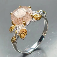 Lejupielādēt attēlu galerijas skatītājā, Rutilated Quartz Ring 925 Sterling Silver Size 18.5
