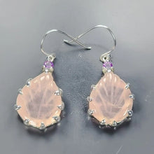 Lejupielādēt attēlu galerijas skatītājā, Earrings Natural Rose Quartz Earrings 925 Sterling Silver
