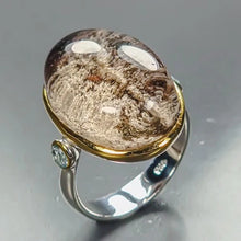 Lejupielādēt attēlu galerijas skatītājā, 34 ct Natural Ghost Quartz Ring 925 Sterling Silver Size 18
