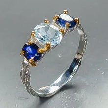 Load image into Gallery viewer, Blue Topaz Ring 925 Sterling Silver Size 16.5

