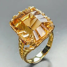 Lejupielādēt attēlu galerijas skatītājā, Citrine Quartz Ring 925 Sterling Silver Size 18
