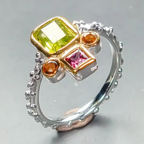 Peridot Garnet Citrine Ring Size 16 2.9 g