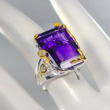 Загрузить изображение в средство просмотра галереи, Кольцо Аметист 28 карат 21x15мм 9.6гр; 17,5 размер ; серебро 925

