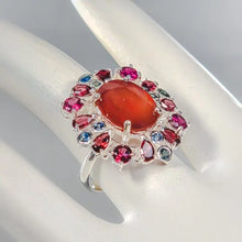 Load image into Gallery viewer, Ruby ring (ennobled) 14x11 mm, Garnets 9.4 g; size 17.5; 925 silver
