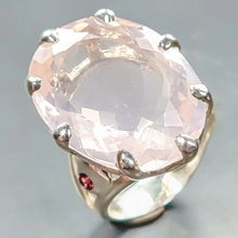 Load image into Gallery viewer, Rose Quartz Ring, 34 carats, 25x18 mm, 12.1 g, size 18.5; 925 sterling silver
