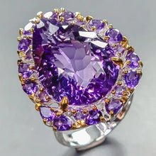 Загрузить изображение в средство просмотра галереи, Кольцо Аметист 34 карата 24x17 мм, 14.5гр ; серебро 925
