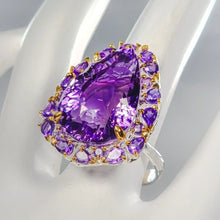 Загрузить изображение в средство просмотра галереи, Кольцо Аметист 34 карата 24x17 мм, 14.5гр ; серебро 925
