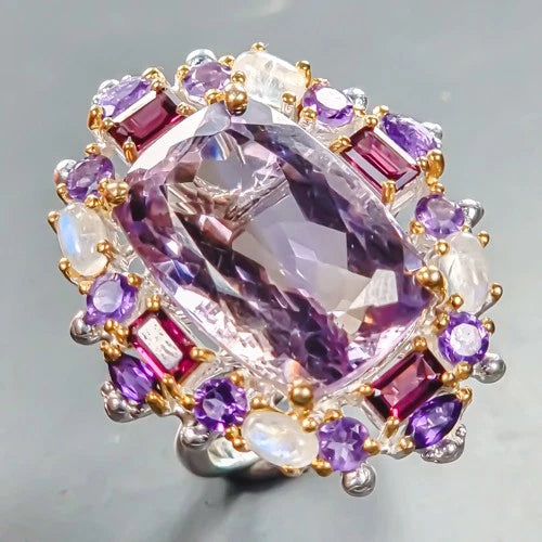Amethyst Ring Silver 925 Size 18 15.2 g 26 ct 21x14 mm