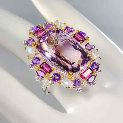 Amethyst Ring Silver 925 Size 18 15.2 g 26 ct 21x14 mm