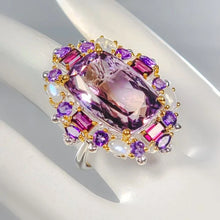 Загрузить изображение в средство просмотра галереи, Кольцо Аметист 26 карат  камень  21x14 мм, 15.2 гр ; 18 размер; серебро 925
