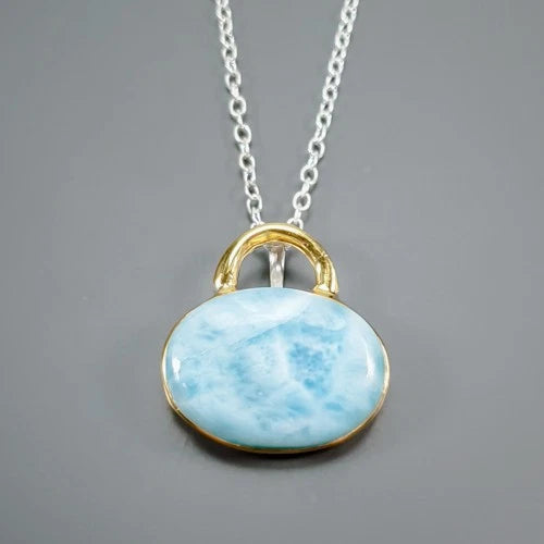 Larimar Pendant with Silver Chain Silver 925 10.8 g
