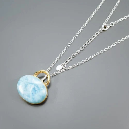 Larimar Pendant with Silver Chain Silver 925 10.8 g
