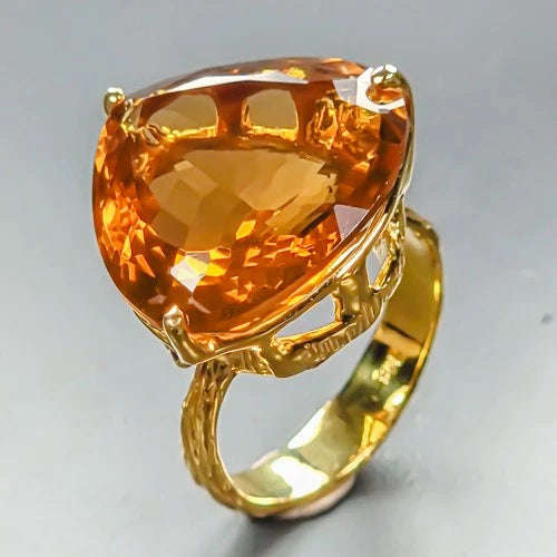 Citrine Ring Silver 925 Size 18 Stone 20 × 19 mm 9.3 g