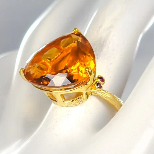 Citrine Ring Silver 925 Size 18 Stone 20 × 19 mm 9.3 g