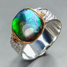 Загрузить изображение в средство просмотра галереи, Кольцо Аммолит 12x11 мм  4.9гр 18 размер; серебро 925
